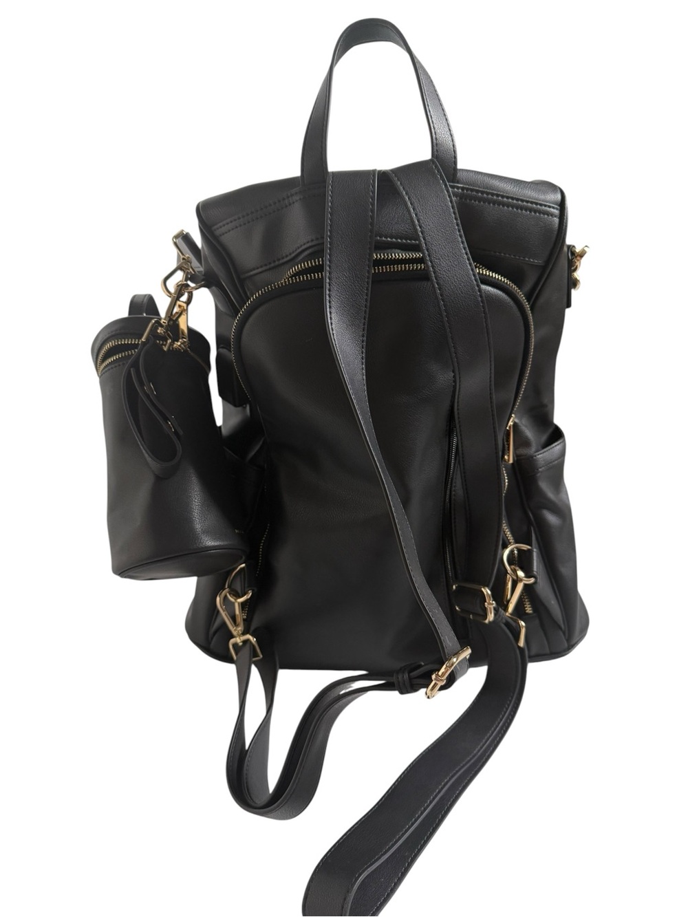 Mia + Sophia The Mia Vegan Leather Black Diaper Bag - Picture 4 of 7